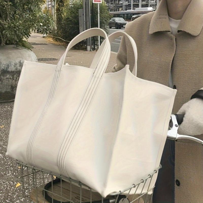 Large Capacity Canvas Tote Bag Durable Lightweight Shoulder Bag