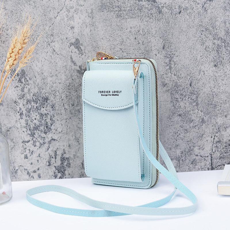 Zipper Cell Phone Crossbody Bag PU Leather Textured Bag Purse