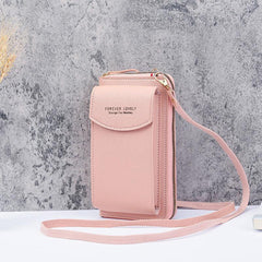 Zipper Cell Phone Crossbody Bag PU Leather Textured Bag Purse
