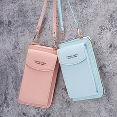 Zipper Cell Phone Crossbody Bag PU Leather Textured Bag Purse
