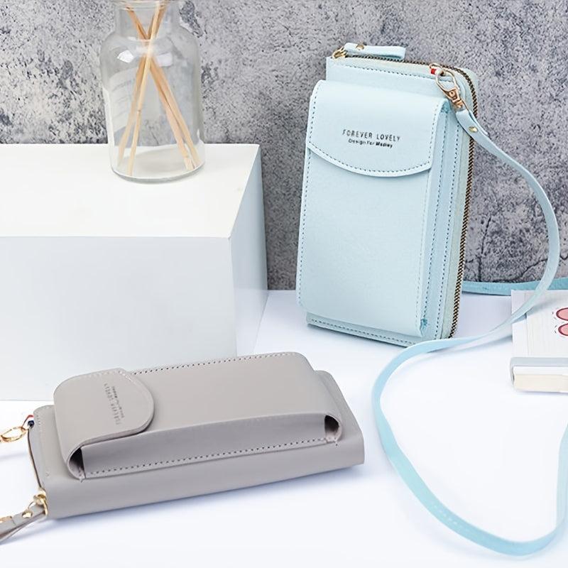 Zipper Cell Phone Crossbody Bag PU Leather Textured Bag Purse