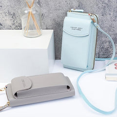 Zipper Cell Phone Crossbody Bag PU Leather Textured Bag Purse
