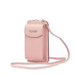 Zipper Cell Phone Crossbody Bag PU Leather Textured Bag Purse