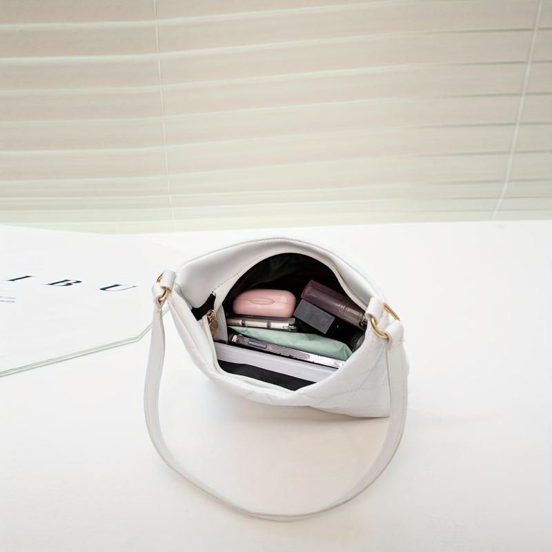 Quilted Detail Shoulder Bag Solid Classic Bag Women's All Match Bag F