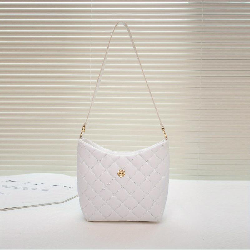 Quilted Detail Shoulder Bag Solid Classic Bag Women's All Match Bag F