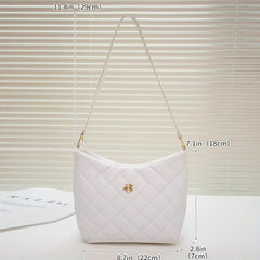 Quilted Detail Shoulder Bag Solid Classic Bag Women's All Match Bag F
