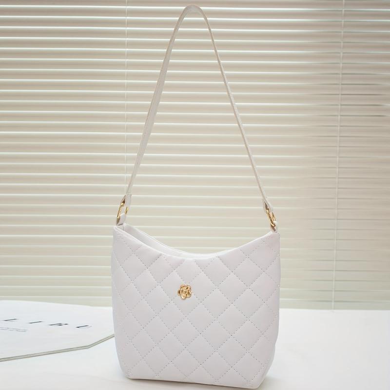 Quilted Detail Shoulder Bag Solid Classic Bag Women's All Match Bag F