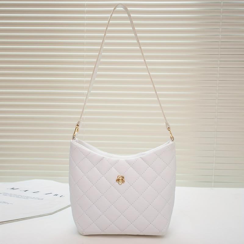 Quilted Detail Shoulder Bag Solid Classic Bag Women's All Match Bag F