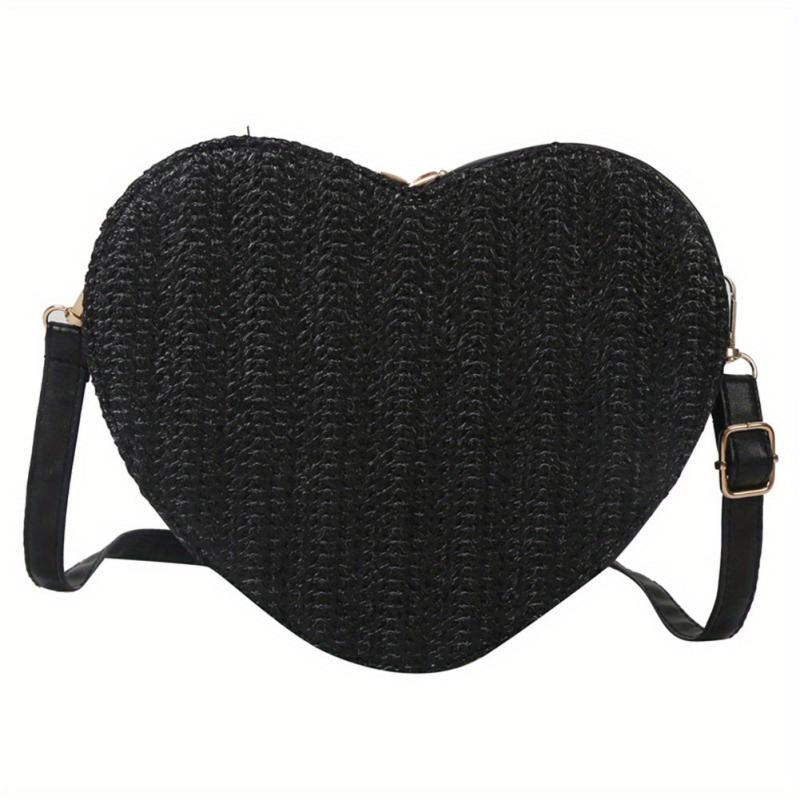 Minimalist Love Shoulder Bag Zipper Straw Coin Purse Crossbody Bag