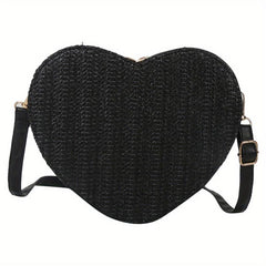 Minimalist Love Shoulder Bag Zipper Straw Coin Purse Crossbody Bag