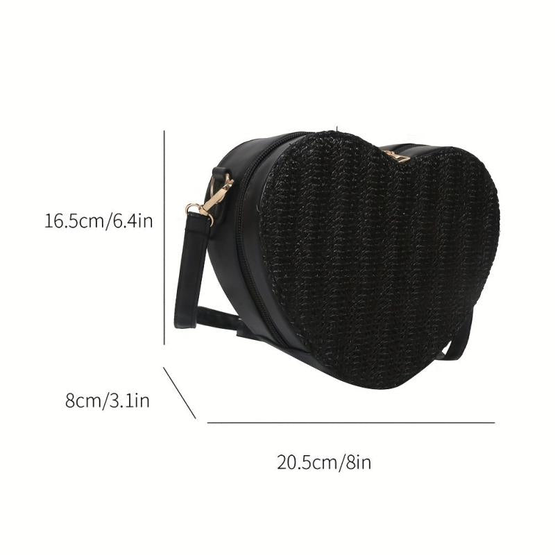 Minimalist Love Shoulder Bag Zipper Straw Coin Purse Crossbody Bag