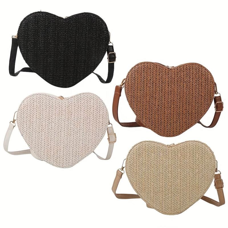 Minimalist Love Shoulder Bag Zipper Straw Coin Purse Crossbody Bag