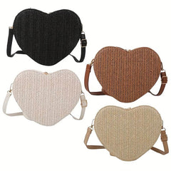 Minimalist Love Shoulder Bag Zipper Straw Coin Purse Crossbody Bag