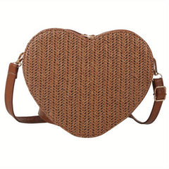 Minimalist Love Shoulder Bag Zipper Straw Coin Purse Crossbody Bag