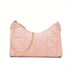 Quilted Shoulder Bag Solid Chain Handbag Vintage Baguette Bag