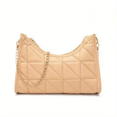 Quilted Shoulder Bag Solid Chain Handbag Vintage Baguette Bag