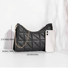 Quilted Shoulder Bag Solid Chain Handbag Vintage Baguette Bag