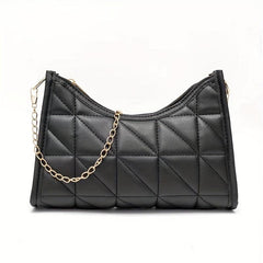 Quilted Shoulder Bag Solid Chain Handbag Vintage Baguette Bag