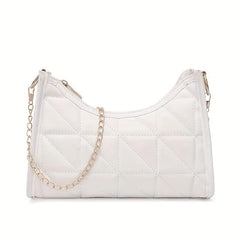 Quilted Shoulder Bag Solid Chain Handbag Vintage Baguette Bag