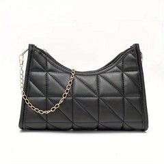 Quilted Shoulder Bag Solid Chain Handbag Vintage Baguette Bag
