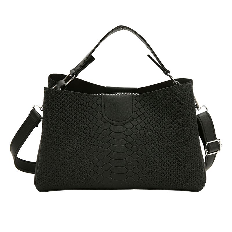 Snakeskin Pattern Handbag Contrast Crossbody Bag PU Leather Shoulder Purse
