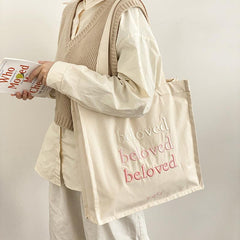 Literary Embroidery Shoulder Bag Large Capacity Shopping Tote