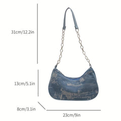 Y2K Denim Shoulder Bag Women's Crossbody Purse
