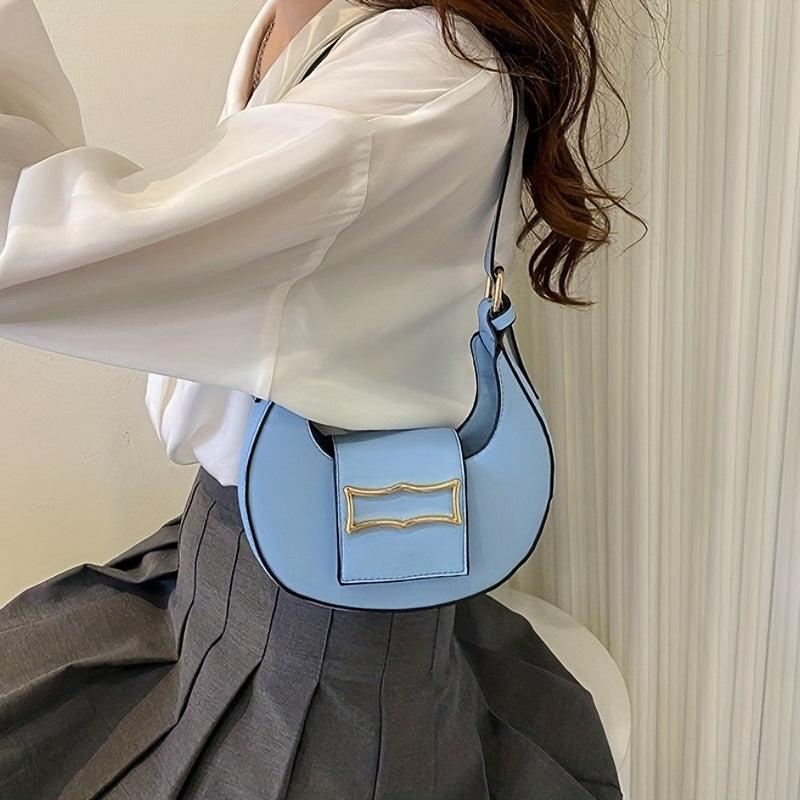 Mini Crescent Shoulder Bag PU Leather Underarm Purse