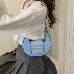 Mini Crescent Shoulder Bag PU Leather Underarm Purse