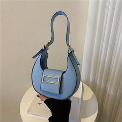 Mini Crescent Shoulder Bag PU Leather Underarm Purse