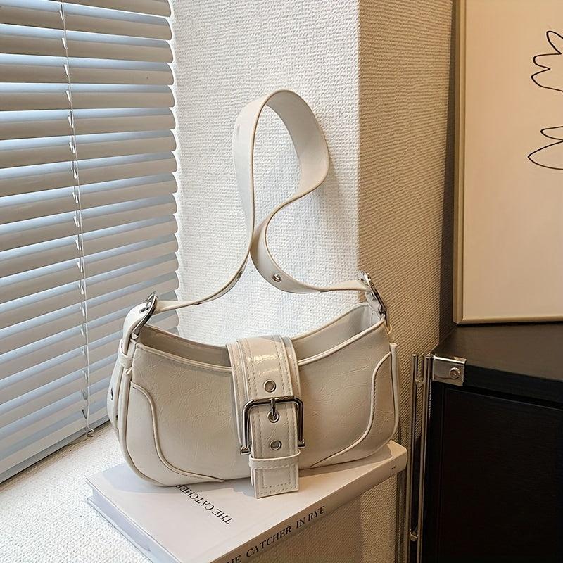 Eyelet Buckle Decor Baguette Bag Y2K Hot Girls Shoulder Bag