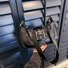 Eyelet Buckle Decor Baguette Bag Y2K Hot Girls Shoulder Bag