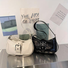 Eyelet Buckle Decor Baguette Bag Y2K Hot Girls Shoulder Bag