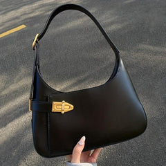 Retro Solid PU Leather Underarm Bag