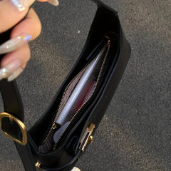 Retro Solid PU Leather Underarm Bag