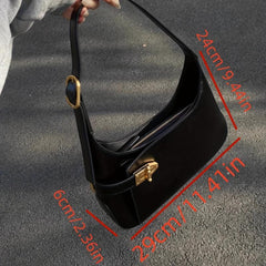 Retro Solid PU Leather Underarm Bag