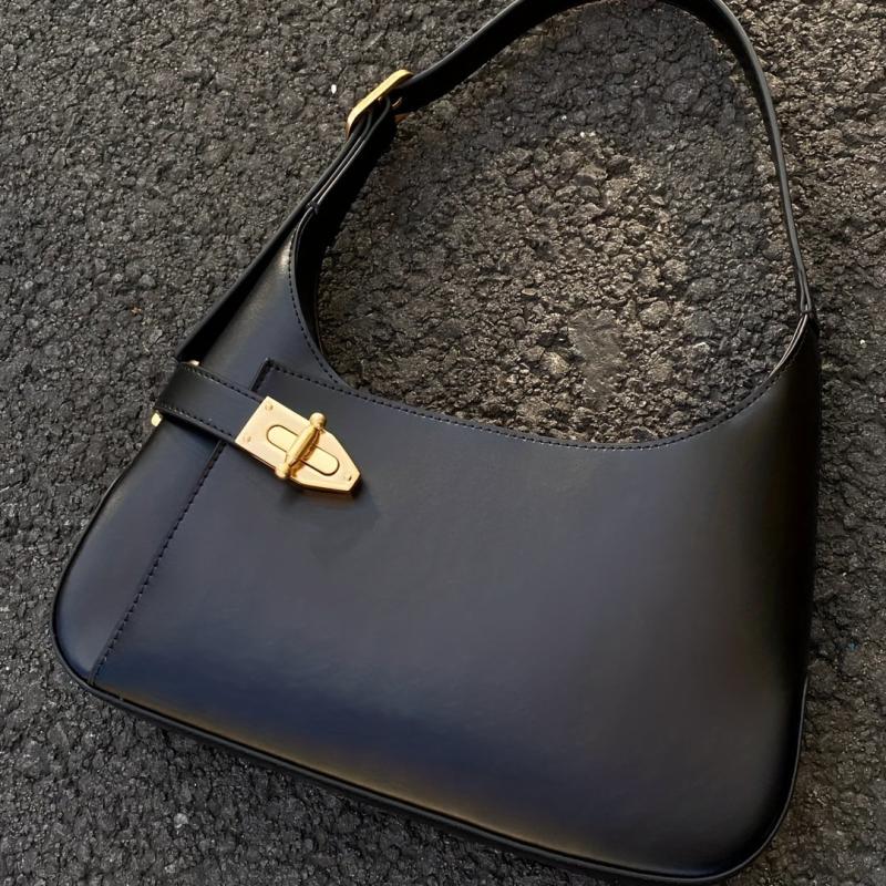 Retro Solid PU Leather Underarm Bag