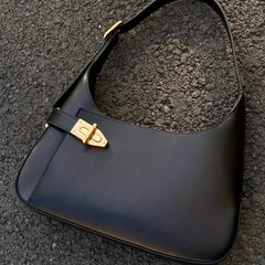 Retro Solid PU Leather Underarm Bag
