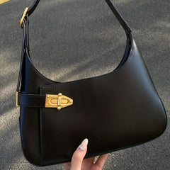 Retro Solid PU Leather Underarm Bag