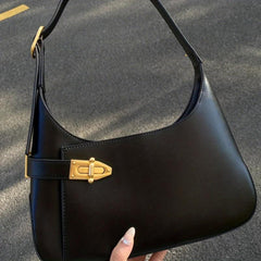 Retro Solid PU Leather Underarm Bag