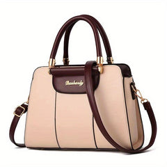 Portable Top Handle Shoulder Bag PU Leather Zipper Handbag