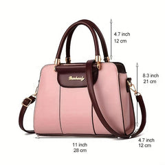 Portable Top Handle Shoulder Bag PU Leather Zipper Handbag