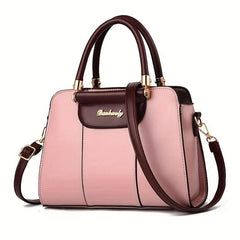 Portable Top Handle Shoulder Bag PU Leather Zipper Handbag