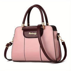 Portable Top Handle Shoulder Bag PU Leather Zipper Handbag