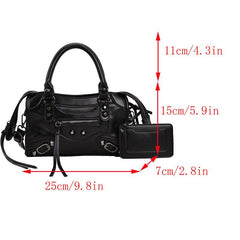Stylish Motorcycle Shoulder Bag Zipper Crossbody Bag Portable Storage