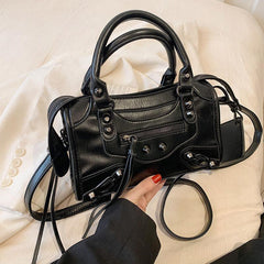 Stylish Motorcycle Shoulder Bag Zipper Crossbody Bag Portable Storage