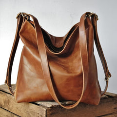 Retro PU Leather Backpack Large Capacity Crossbody Bag