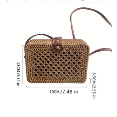 Rattan Woven Crossbody Bag Vintage Boho Style Beach Bag