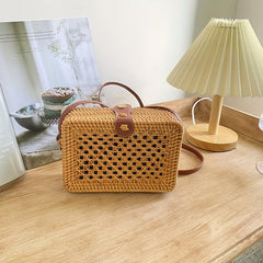 Rattan Woven Crossbody Bag Vintage Boho Style Beach Bag