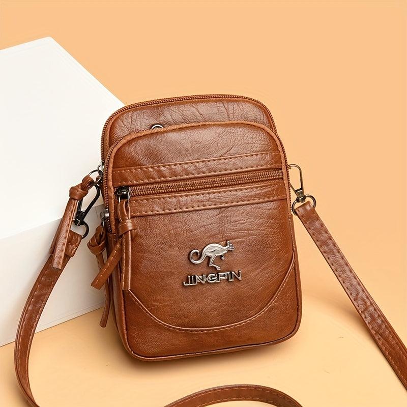 Retro Style Crossbody Bag Solid Shoulder Purse Casual Mobile Phone Bag